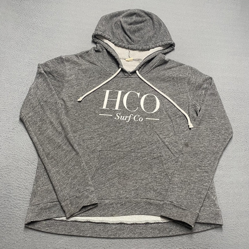 Hollister Hoodie Womens XL Gray HCO Surf Co Pullover Lightweight Knit Logo